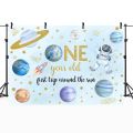 Mocsicka First Trip Around the Sun Baby 1st Birthday Backdrop Space Astronaut Theme One Cake Smash Party Decor Background Banner.