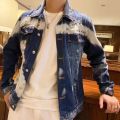 Hole Letter Label Printing Fashion New Men's Denim Slim Fit Bomber Jacket Mens Autumn Casual Hip Hop Denim Jacket Veste En Jean.