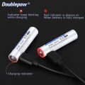 Doublepow AAA Size 1.5V 1000mWh High Capacity Li-ion Rechargeable Battery with Built-in Micro USB Charging Port & LED Indicator Facility (2 Pieces Pack) - High-Energy Replacement for Dry Cells 1.5V AAA Solutions - 2 Pieces. 