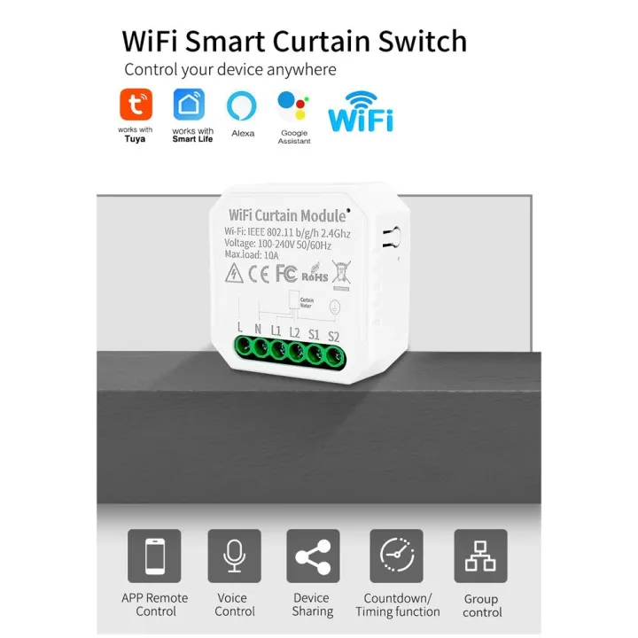 4pcs%20Tuya%20WIFI%20Intelligent%20Curtain%20Module%20Switch%20Mobilephone%20Remote%20APP%20Control%20Compatible%20with%20Alexa%20and%20Google%20Assistant%20for%20Voice%20Control-white%20-%20Image%206