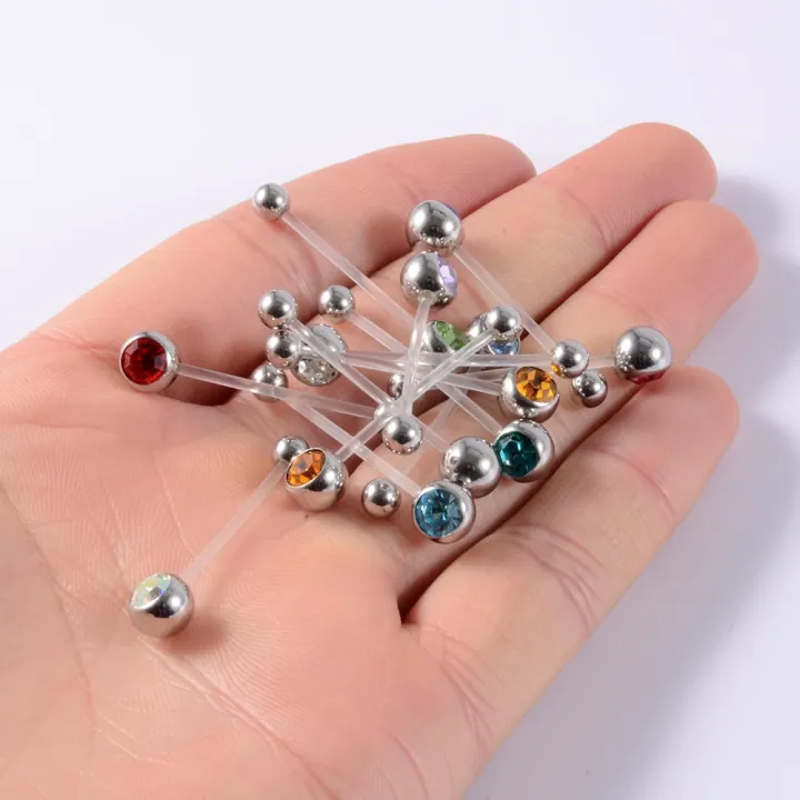 12Pcs%20Acrylic%20Flat%20CZ%20Gem%20Bioplast%20Flexible%20Pregnancy%20Navel%20Belly%20Button%20Rings%20Piercing%20Charming%20Navel%20Bar%20Body%20Jewelry%2014g%20-%20Image%206