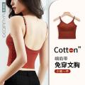 Song QianyaUBeautiful Back Pure Cotton Underwear Net Red Sling Vest Bra Small Chest Push up Sports Birth Year Red. 