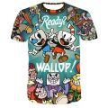 Summer Cuphead Mugman 3D Print Kids T-Shirt Funny Girls Boys Children Tops Tees Unisex Breathable Cartoon O-Neck Short Sleeve.