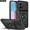 For ZTE Blade A54 A34 Phone Case Camera Lens Protector Shockproof Armor Iron Metal Car Ring Kickstand Bracket Casing for ZTE Blade A54 A34 Cover Casing HP. 