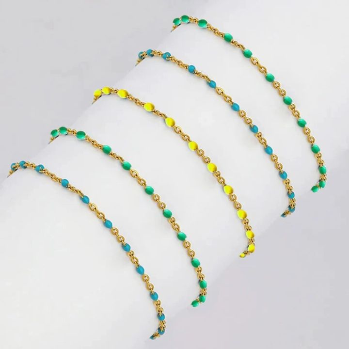 Summer%20Beach%20Enamel%20Ankle%20Bracelets%20Bohemian%20Green%20Blue%20Yellow%20Beads%20Stainless%20Steel%20Leg%20Chain%20Vintage%20Exquisite%20Foot%20Jewelry%20-%20Image%202