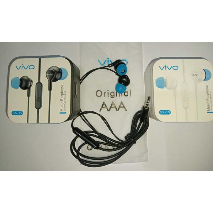 Vivo Sk-1V Music Earphone Voice Call Headset Vivo In-Ear Earphone Good Bass Sound Quality For All Android Mobile Phone High Bass Sound Quality Boom Bass Wired In-Ear Headphones - Headphone - Headphone