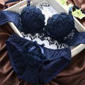 Japanese Peach Heart Floral Lace Lingerie Set â Push-Up Wireless Bra and Panties for Women.