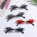 Fashion Rimless Unisex Sunglasses Trendy Bat Shaped Sun Glasses Female Male Vintage Shades Halloween Accessories Oculos De Sol.