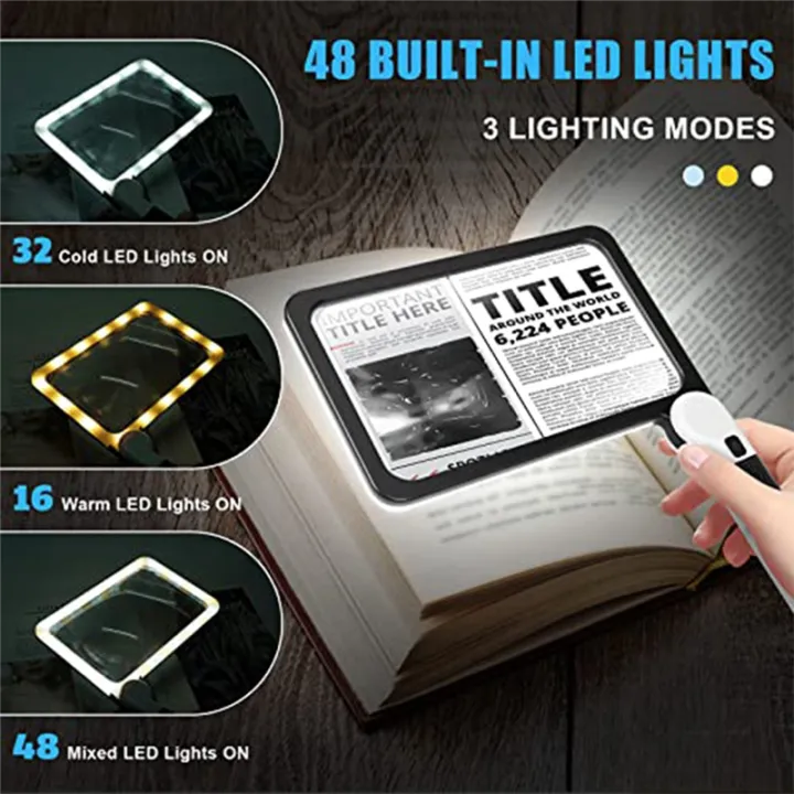 Full-Page%205X%20Magnifying%20Glass%20Folding%20Lighted%20Magnifier%20Rectangular%20Handhold%20Magnifier%20for%20Reading,%20with%2048%20LED%20Lights%20-%20Image%204