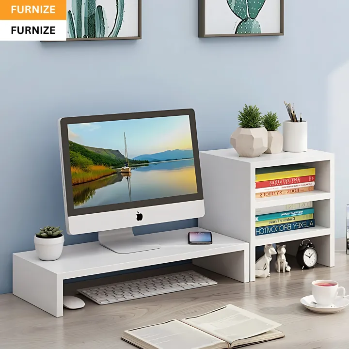 "20-Inch%20Monitor%20&%20Laptop%20Stand%20%20Ergonomic%20Desk%20Organizer%20%20Waterproof%20Melamine%20Board%20Riser%20%20Keyboard%20&%20Mouse%20Storage%20%20Sleek%20Home%20Office%20Accessory%20%20Multifunctional%20Desk%20Shelf%20for%20TV,%20Books,%20&%20Decor,%20Book%20Shelf%20Cabinet%20-%20Image%204