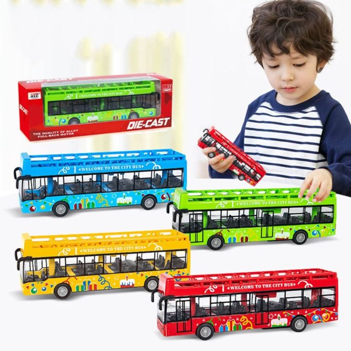 4 Wheels Double Decker Bus Model bus Toy Car ABS Alloy Simulate Car Model Exquisite Bus Toy Model Birthday Gift