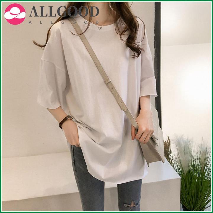 oversized Tee Shirt 7 Solid Color Basic T-shirts Women Casual Harajuku Summer long white black Tops Korean Hipster White T Shirt