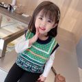 Girl's Knitted Vest Spring and Autumn Thin Vest Outer Wear Baby Korean Style Western Style Waistcoat Children's Autumn Sweater Vest Fashion. 