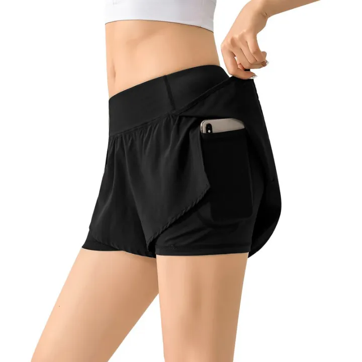 1Day%20Ship%20Women%202%20In%201%20Running%20Short%20With%20Pocket%20Elastic%20Waist%20Running%20Yoga%20Sports%20Shorts%20Gym%20Fitness%20Workout%20Short%20Sportswear%20-%20Image%202