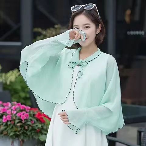Women's%20summer%20cape%20shawl%20solid%20color%20chiffon%20ruffle%20black%20and%20white%20thread%20shawl%20sun%20protective%20clothing%20-%20Image%204