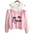 Off-shoulder Hoodie Sexy Women Fashion Sweatshirt Pullovers ( Queen). 