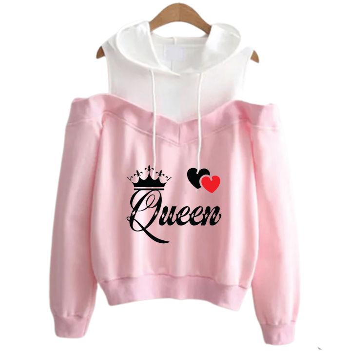 Off-shoulder Hoodie Sexy Women Fashion Sweatshirt Pullovers ( Queen)