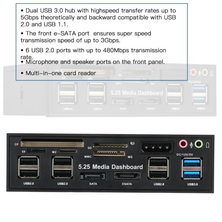 Multi-Function%20USB%203.0%20Hub%20eSATA%20SATA%20Port%20Internal%20Card%20Reader%20PC%20Dashboard%20Media%20Front%20Panel%20Audio%20for%20SD%20MS%20CF%20TF%20M2%20MMC%20Memo%20-%20Image%203