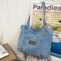 Retro Denim Tote Bag for Women Denim Shoulder Bag Large Capacity Shopping Bag Vintage Denim Handbags Travel Work School Book Bag. 