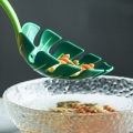 Green Monstera Leaf Colander Multifunctional Long-Handled Spaghetti Slotted Serving Spoon Salad Slotted Spoon For Home Kitchen.