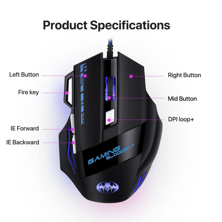 GAMING%20BLOODBAT%20GM02%207%20Keys%20USB%20Wired%20Optoelectronics%20Game%20Mouse%20Digital%20Respiratory%20Lights%20Mouse%20-%20Image%206