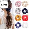 Silk Scrunchie Hair Band for & Braselet for girls 5-Pieces.