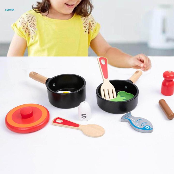 11Pcs Kitchen Accessories Pretend Play, Cookware Pots and Pans Set, Montessori Educational Toys for Boys, Kids, Girls Birthday Gifts