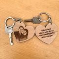 Love Shape Wooden Key Ring Customize Design With Text & Photo Single or Both Side Print (নিজের ছবি বা লেখা দিয়ে লাভ শেপ কাঠের চাবির রিং).