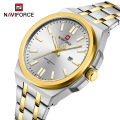 NAVIFORCE 9226 Men's Water Resistance Classic Quartz Watch Stainless Steel Band Wristwatches Business Fashion Casual Watch- Two Tone White. 