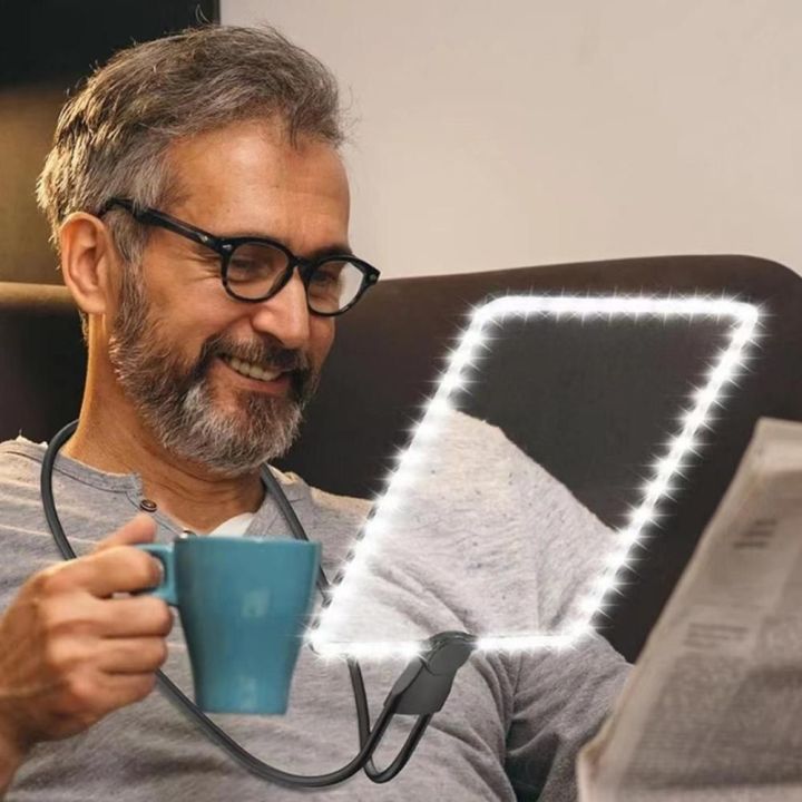 Multifunctional Hands Free Book Reading Magnifier Flexible Rechargeable Large Page Magnifier with Ultra-Bright LEDs for Seniors Sewing Cross Stitch Full Book Page Magnifier