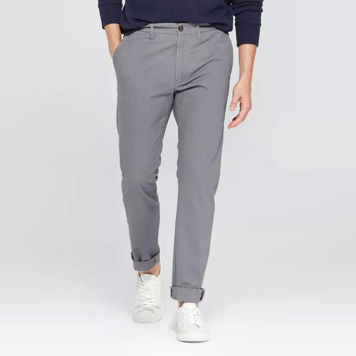 Slim Fit Chino Gabardine Pants Grey Daraz .bd