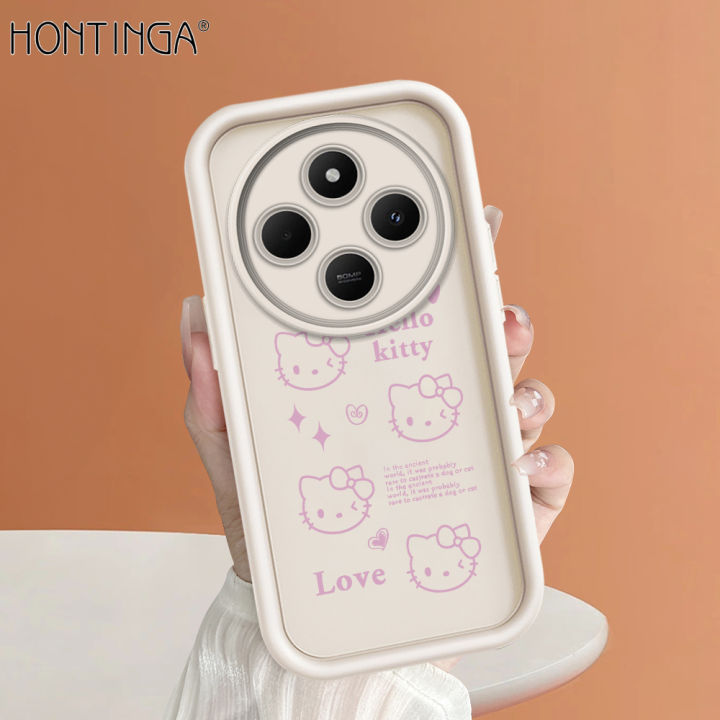 Hontinga for Redmi 14C Back Cover Pink Hello Kitty Pattern Ladder Soft Camera Protection Rubber Phone Case