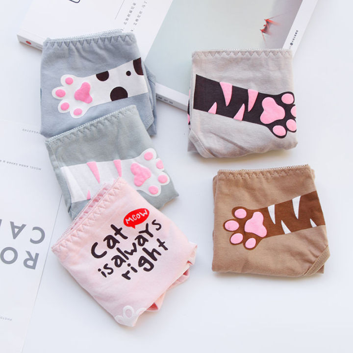 5Strip%20Underwear%20Female%20Student95%25Cotton%20Korean%20Style%20Girl%20Cute%20Cartoon%20Middle%20Waist%20Women's%20Briefs%20for%20Junior%20High%20School%20Students%20-%20Image%203