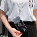 For Realme C33 Case Shiny Ring Glitter Soft Transparent Holder Stand Back Cover with String Casing for Realme C33 Phone Cases Cover Stars Moon Girls. 