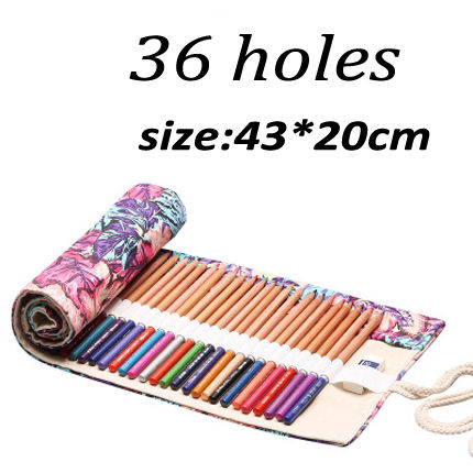 【DIV MALL】12/24/36/48/72/108 Roll School Pencil Canvas Pencil Case Makeup Brush Pen Pouch Wrap Roll Painting