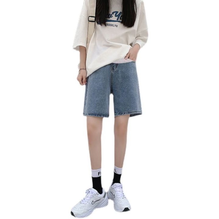 Pregnant%20Women's%20Pants%20Summer%20Loose%20Outer%20Wear%20plus%20Size%20Denim%20Shorts%20Summer%20New%20Straight%20Five%20Points%20Wide%20Leg%20Middle%20Pants%20Summer%20-%20Image%202
