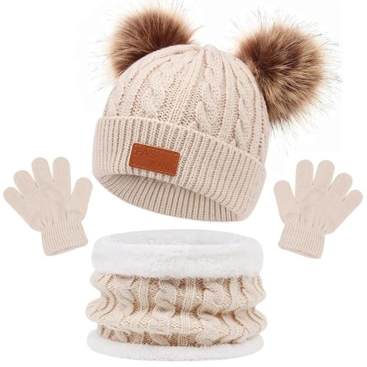 3PCS%20Cute%20Pompom%20Knitted%20Hats%20Winter%20Baby%20Hat%20Scarf%20Gloves%20Set%20Solid%20Color%20Toddler%20Bonnet%20Outdoor%20Warm%20Infant%20Accessories%201-5Y%20-%20Image%203