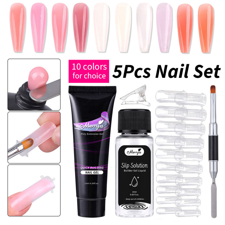 Myyeah 5Pcs/Set Nail Art Extension Kit Acrylic UV Slip Solution Nail