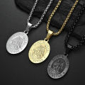 Stainless Steel Saint Michael Necklace Medal for Men Boys, St Michael Pendant Medallion with Chain 24 Inches. 