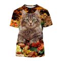 2024 Animal Graphic T-shirt For Men Clothing 3D Kawaii Cat Print T Shirt Casual Streetwear O Neck Short Sleeve Tops 4XL.