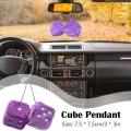 Long Hair Hot Stamping Dot Dice Plush Toy Cube Pendant Car Ornament Sieve Anime Car Decoration Accessories.