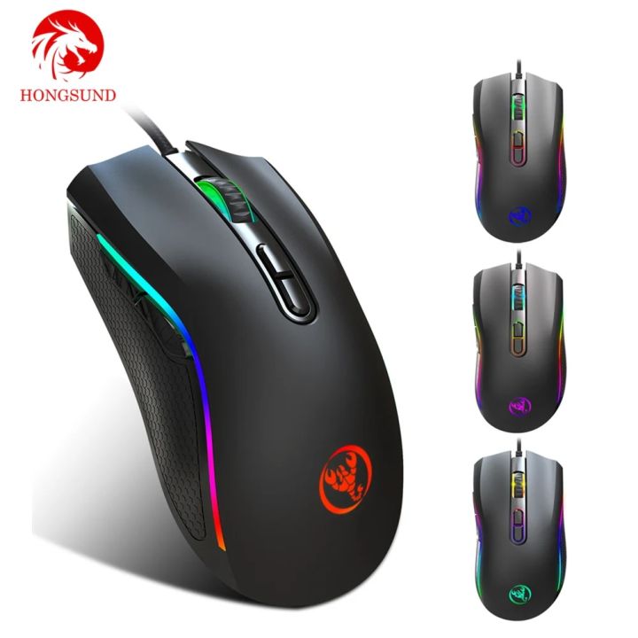 Hongsund Upgraded version RGB Light 7200DPI Macro Programmable 7 Buttons Optical USB Wired Mouse Gamer Mice computer Gaming