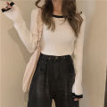 IELGY Black Knitted Women's clothes Casual All-match Base Long-sleeved Sweater Top Jacket.