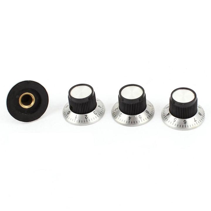 4 Stück Potentiometer-Drehknopf Metall – 6mm Achse, 0-9 Skala, 15mm Durchmesser – Für Lautstärkeregler & Audio-Geräte