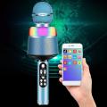 Fashion Wireless Microphone Aluminum Alloy Microphone Bluetooth 5.0 Surround Sound Handheld Karaoke Microphone. 