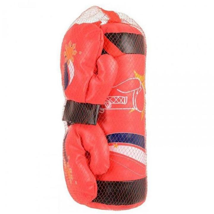 Kid's Boxing Bag and Gloves-Big - Black and Red