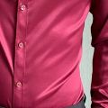 Men's Luxury Navy Satin Dress Shirts 2023 Brand New Slim Fit Long Sleeve Shirt for Men Business Casual Strech Chemise Homme.