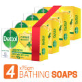 Dettol Soap Citrus Fresh Quad Pack (75gm X 4), Bathing Bar Soaps with Odour Protection. 
