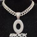 Men Women Hip Hop BLOCK Pendant Necklace Full Crystal Cuban Chain HipHop Letter Necklaces Fashion Charm Jewelry Gifts.