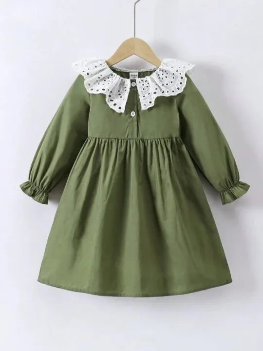Children%E2%80%99s%20Qualityful%20Outfits%20Baby%20Girls'%20Lace%20Trim%20Collar%20Dress,%20Fit%20Elegant%20Dress%20for%20Kid%E2%80%99s%20-%20Image%203